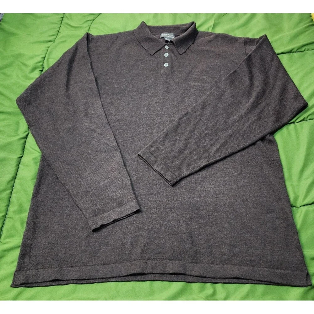 Banana Republic LS Extra Fine Italian Merino Wool Men's Sweater Brown Size XXL